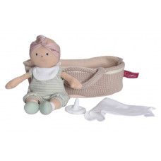 Baby Doll with Knitted Carry Cot - Green Outfit